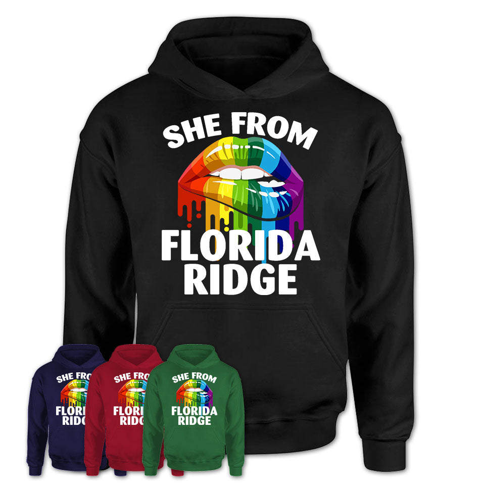 She From Florida Ridge Florida T-Shirt LGBT Pride Sexy Lips Gift Shirt