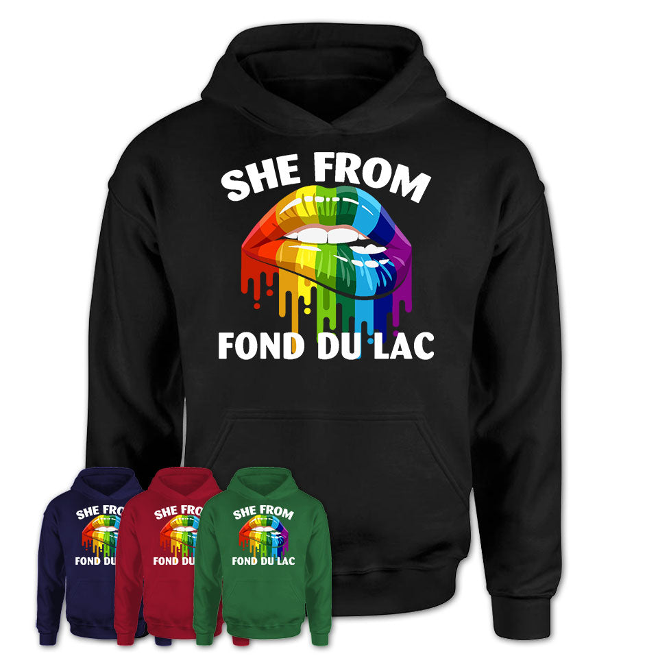 She From Fond du Lac Wisconsin T-Shirt LGBT Pride Sexy Lips Gift Shirt