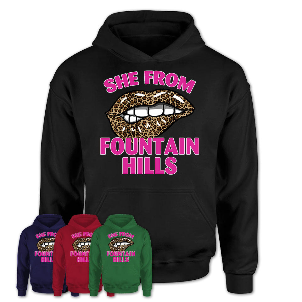 She From Fountain Hills Arizona Gift Cheetah Leopard Sexy Lips Shirt