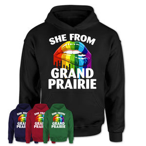 She From Grand Prairie Texas T-Shirt LGBT Pride Sexy Lips Gift Shirt