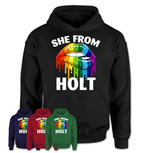 She From Holt Michigan T-Shirt LGBT Pride Sexy Lips Gift Shirt