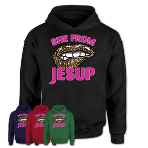 She From Jesup Georgia Gift Cheetah Leopard Sexy Lips Shirt