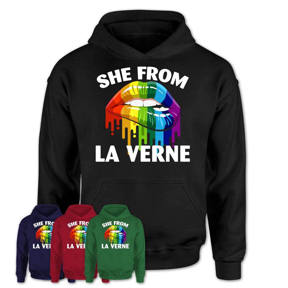 She From La Verne California T-Shirt LGBT Pride Sexy Lips Gift Shirt