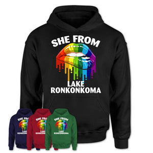 She From Lake Ronkonkoma New York T-Shirt LGBT Pride Sexy Lips Gift Shirt