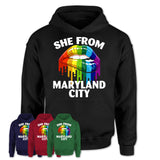 She From Maryland City Maryland T-Shirt LGBT Pride Sexy Lips Gift Shirt