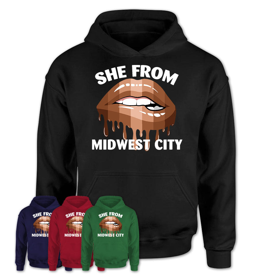 She From Midwest City Oklahoma T-Shirt Black Lives Matter Sexy Lips Girl Shirt