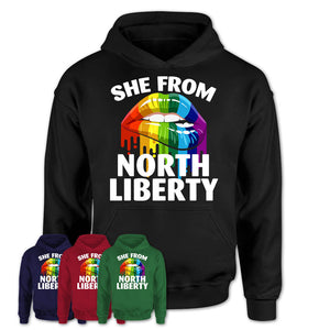 She From North Liberty Iowa T-Shirt LGBT Pride Sexy Lips Gift Shirt