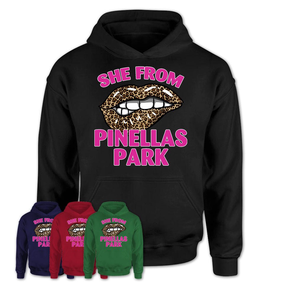 She From Pinellas Park Florida Gift Cheetah Leopard Sexy Lips Shirt