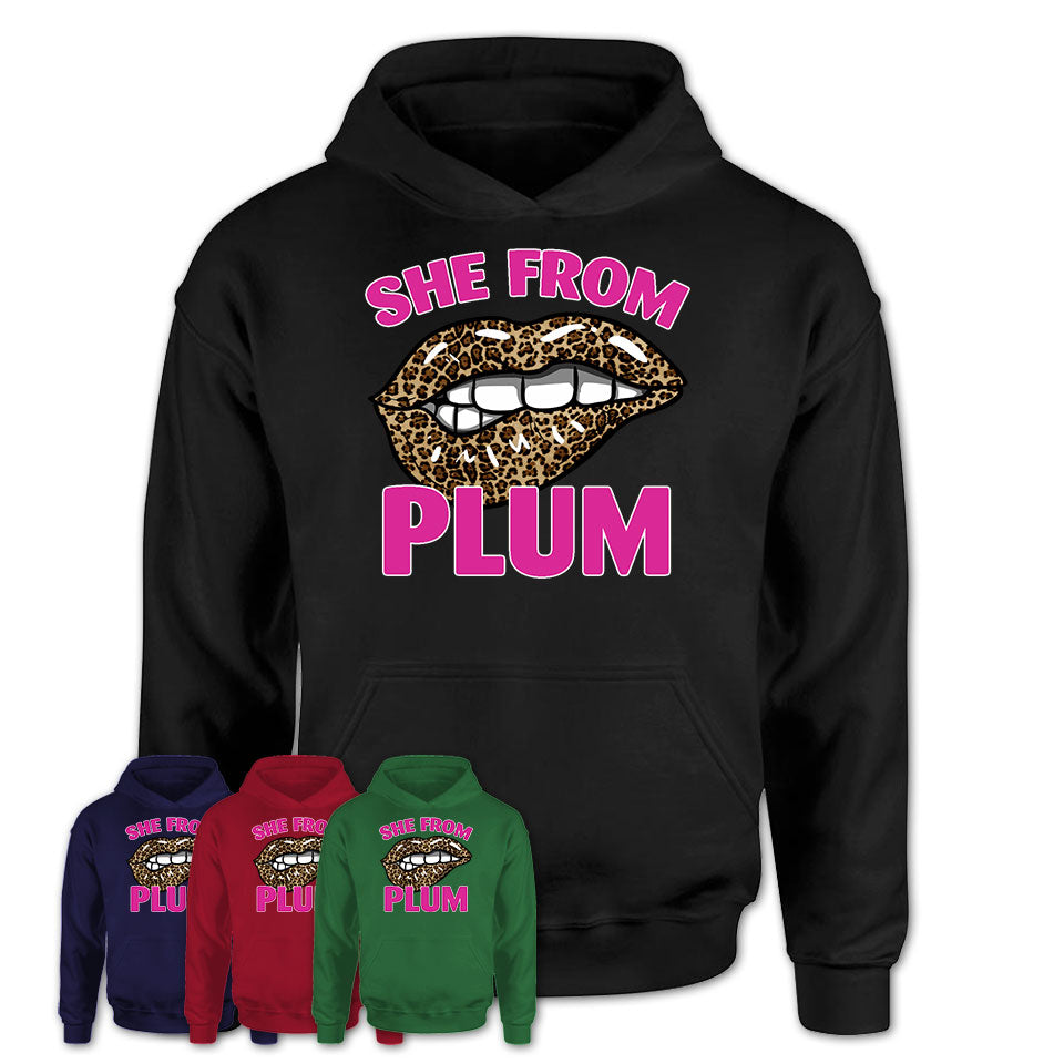 She From Plum Pennsylvania Gift Cheetah Leopard Sexy Lips Shirt