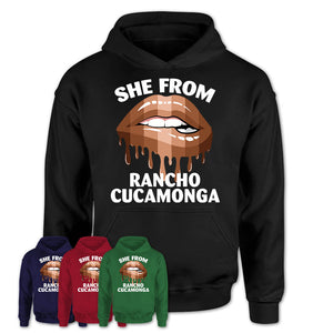 She From Rancho Cucamonga California T-Shirt Black Lives Matter Sexy Lips Girl Shirt