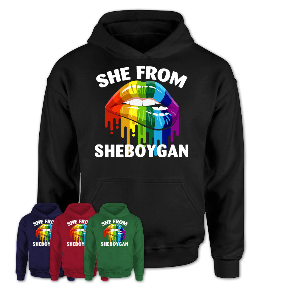 She From Sheboygan Wisconsin T-Shirt LGBT Pride Sexy Lips Gift Shirt