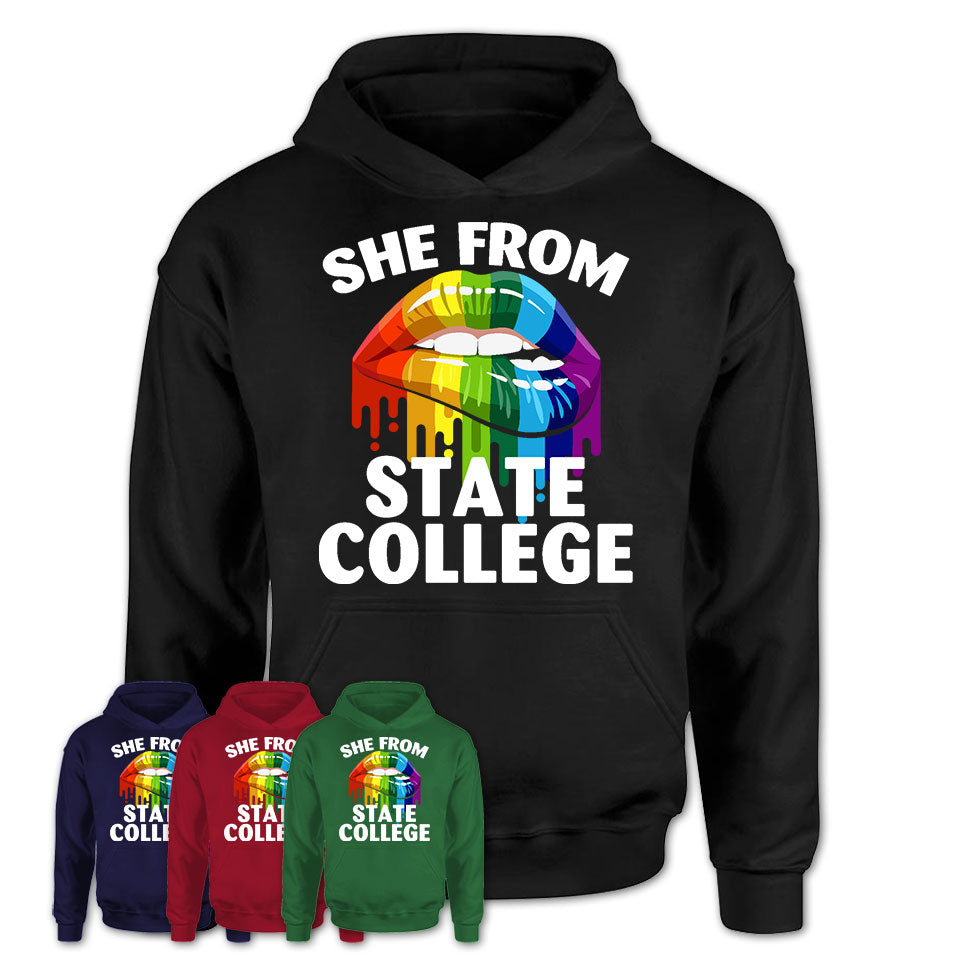 She From State College Pennsylvania T-Shirt LGBT Pride Sexy Lips Gift Shirt