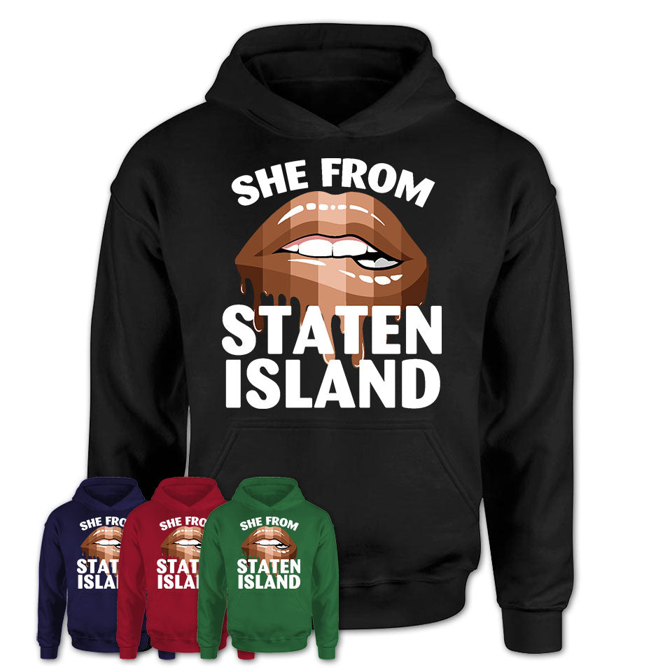 She From Staten Island New York T-Shirt Black Lives Matter Sexy Lips Girl Shirt