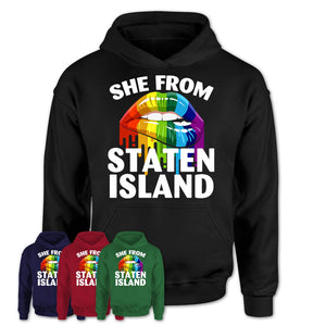 She From Staten Island New York T-Shirt LGBT Pride Sexy Lips Gift Shirt