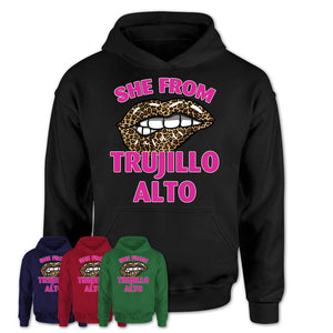 She From Trujillo Alto Puerto Rico Gift Cheetah Leopard Sexy Lips Shirt