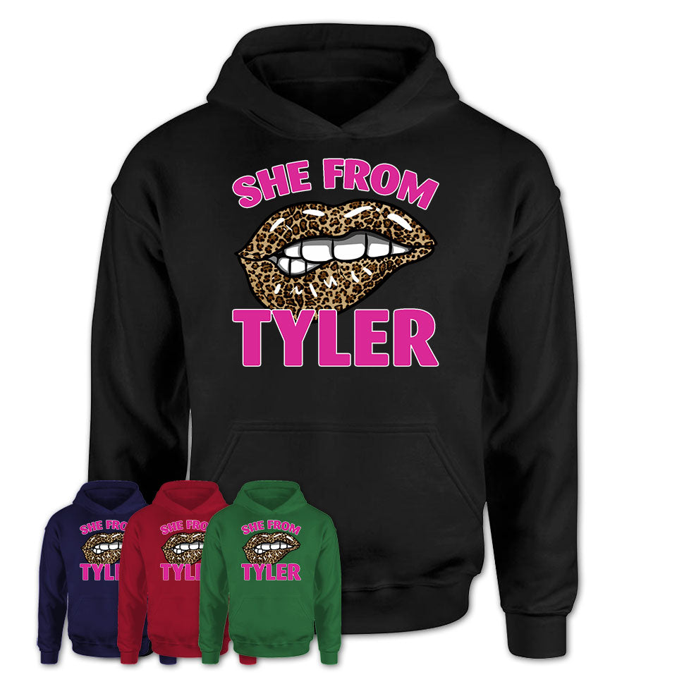 She From Tyler Texas Gift Cheetah Leopard Sexy Lips Shirt
