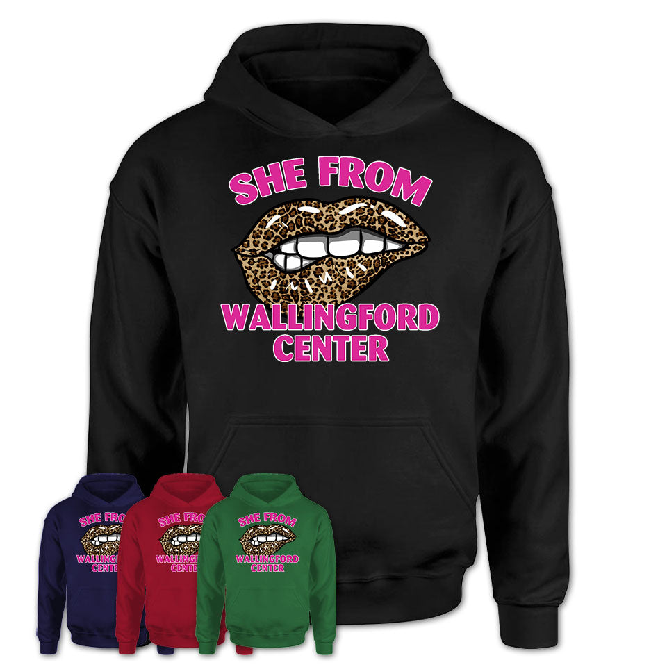 She From Wallingford Center Connecticut Gift Cheetah Leopard Sexy Lips Shirt