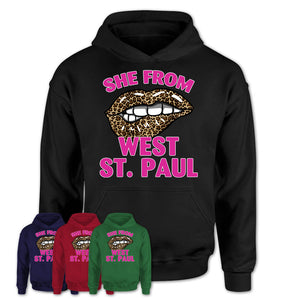 She From West St. Paul Minnesota Gift Cheetah Leopard Sexy Lips Shirt
