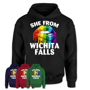 She From Wichita Falls Texas T-Shirt LGBT Pride Sexy Lips Gift Shirt