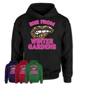 She From Winter Gardens California Gift Cheetah Leopard Sexy Lips Shirt