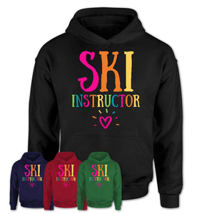 Ski Instructor Rainbow Lettering Heart Shirt, Employee Appreciation Gifts