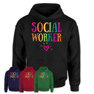 Social Worker Rainbow Lettering Heart Shirt, Employee Appreciation Gifts