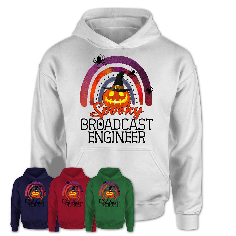 Spooky Broadcast Engineer Shirt, Halloween Rainbow Shirt for Women, Funny Pumpkin Shirt for Broadcast Engineer, Halloween Gift