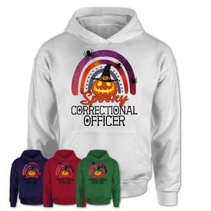 Spooky Correctional Officer Shirt, Halloween Rainbow Shirt for Women, Funny Pumpkin Shirt for Correctional Officer, Halloween Gift