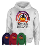Spooky Interior Designer Shirt, Halloween Rainbow Shirt for Women, Funny Pumpkin Shirt for Interior Designer, Halloween Gift