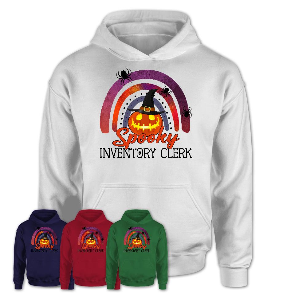 Spooky Inventory Clerk Shirt, Halloween Rainbow Shirt for Women, Funny Pumpkin Shirt for Inventory Clerk, Halloween Gift
