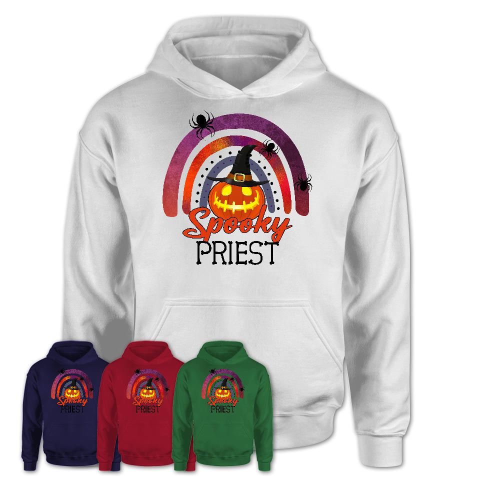 Spooky Priest Shirt, Halloween Rainbow Shirt for Women, Funny Pumpkin Shirt for Priest, Halloween Gift