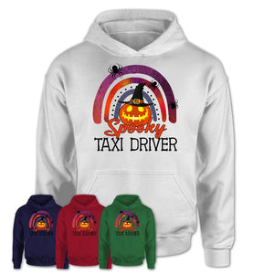Spooky Taxi Driver Shirt, Halloween Rainbow Shirt for Women, Funny Pumpkin Shirt for Taxi Driver, Halloween Gift