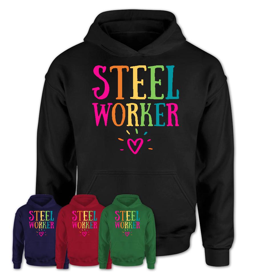 Steel Worker Rainbow Lettering Heart Shirt, Employee Appreciation Gifts