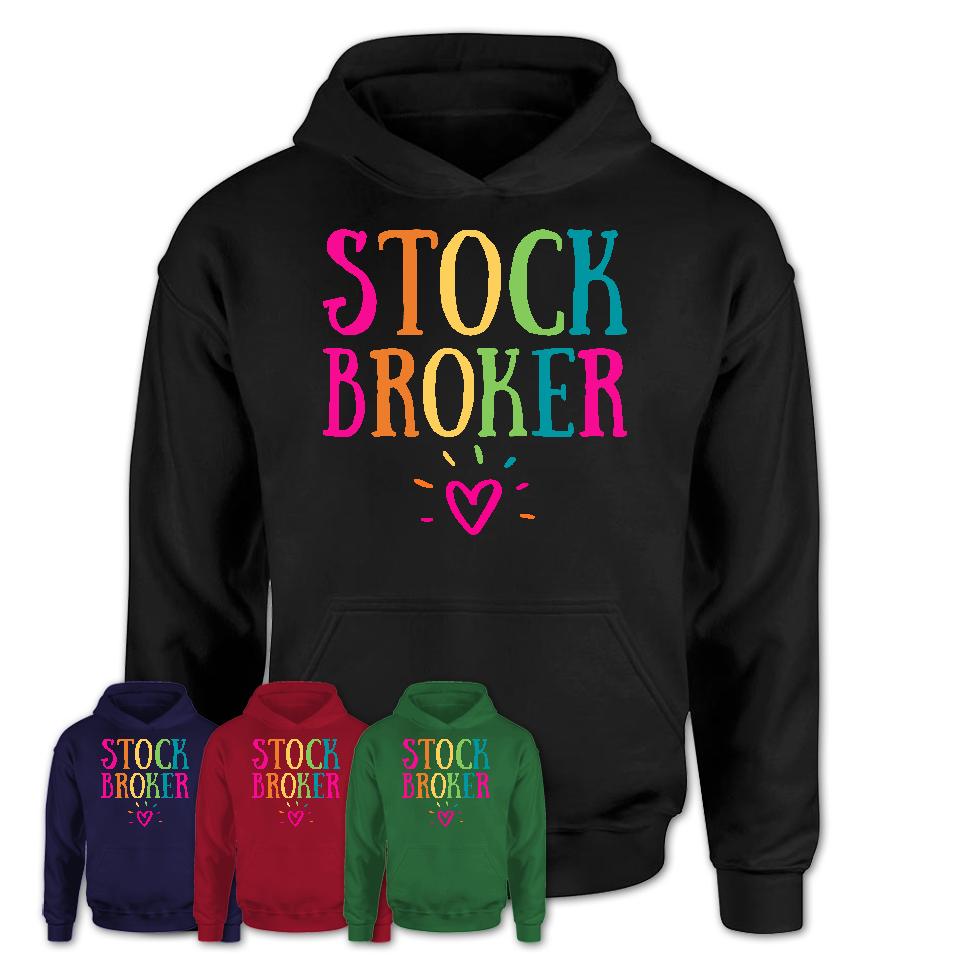 Stock Broker Rainbow Lettering Heart Shirt, Employee Appreciation Gifts