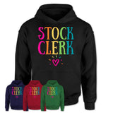 Stock Clerk Rainbow Lettering Heart Shirt, Employee Appreciation Gifts