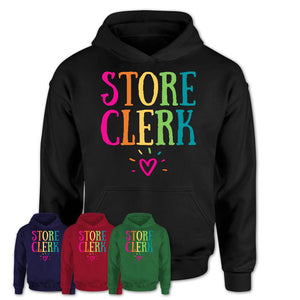 Store Clerk Rainbow Lettering Heart Shirt, Employee Appreciation Gifts