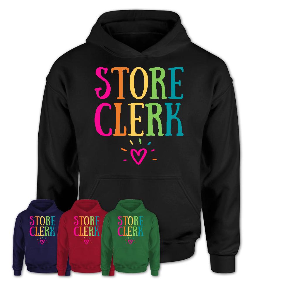 Store Clerk Rainbow Lettering Heart Shirt, Employee Appreciation Gifts