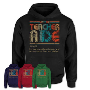 Teacher Aide Definition Vintage Retro Colors Shirt, Coworker Birthday Gift TShirt