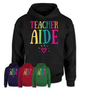 Teacher Aide Rainbow Lettering Heart Shirt, Employee Appreciation Gifts