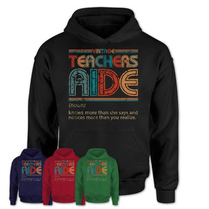Teachers Aide Definition Vintage Retro Colors Shirt, Coworker Birthday Gift TShirt