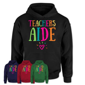 Teachers Aide Rainbow Lettering Heart Shirt, Employee Appreciation Gifts
