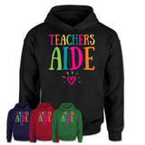 Teachers Aide Rainbow Lettering Heart Shirt, Employee Appreciation Gifts