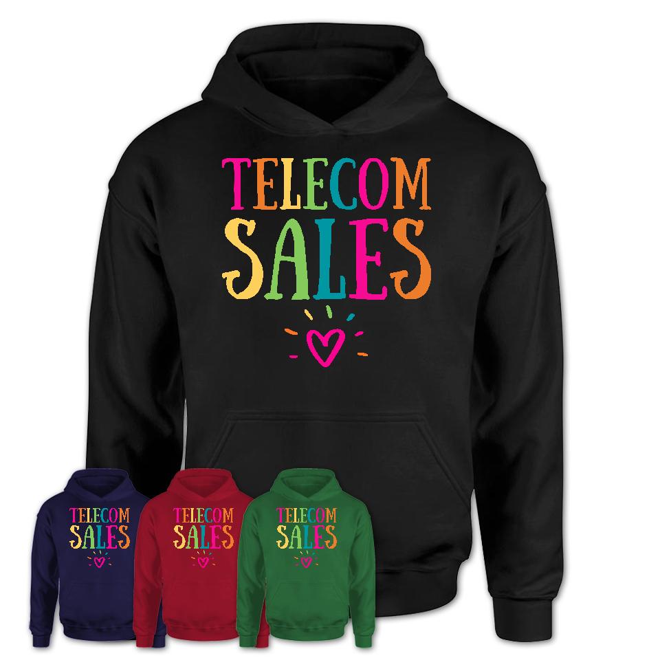 Telecom Sales Rainbow Lettering Heart Shirt, Employee Appreciation Gifts