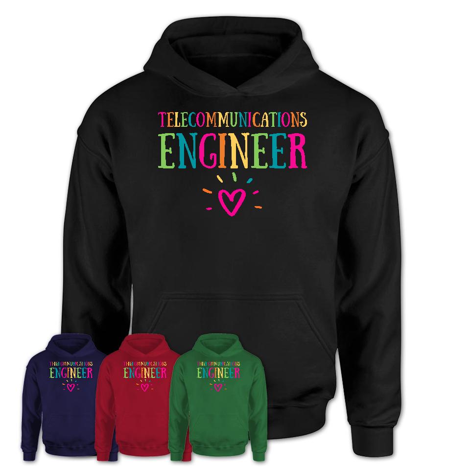 Telecommunications Engineer Rainbow Lettering Heart Shirt, Employee Appreciation Gifts