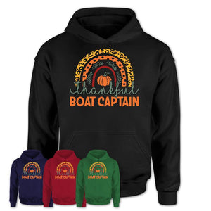 Thankful Boat Captain Shirt, Pumpkin Rainbow Sweater for Fall Lovers, Thanksgiving Gift for Boat Captain Women
