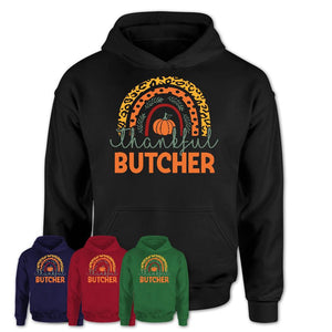 Thankful Butcher Shirt, Pumpkin Rainbow Sweater for Fall Lovers, Thanksgiving Gift for Butcher Women