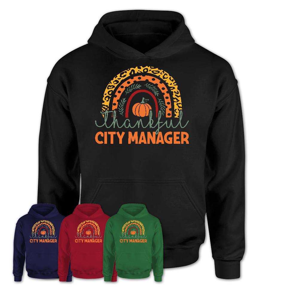 Thankful City Manager Shirt, Pumpkin Rainbow Sweater for Fall Lovers, Thanksgiving Gift for City Manager Women