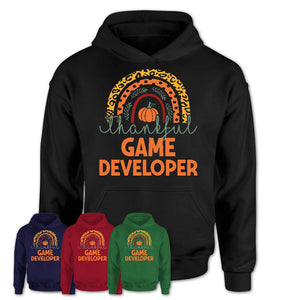 Thankful Game Developer Shirt, Pumpkin Rainbow Sweater for Fall Lovers, Thanksgiving Gift for Game Developer Women