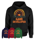 Thankful Game Developer Shirt, Pumpkin Rainbow Sweater for Fall Lovers, Thanksgiving Gift for Game Developer Women