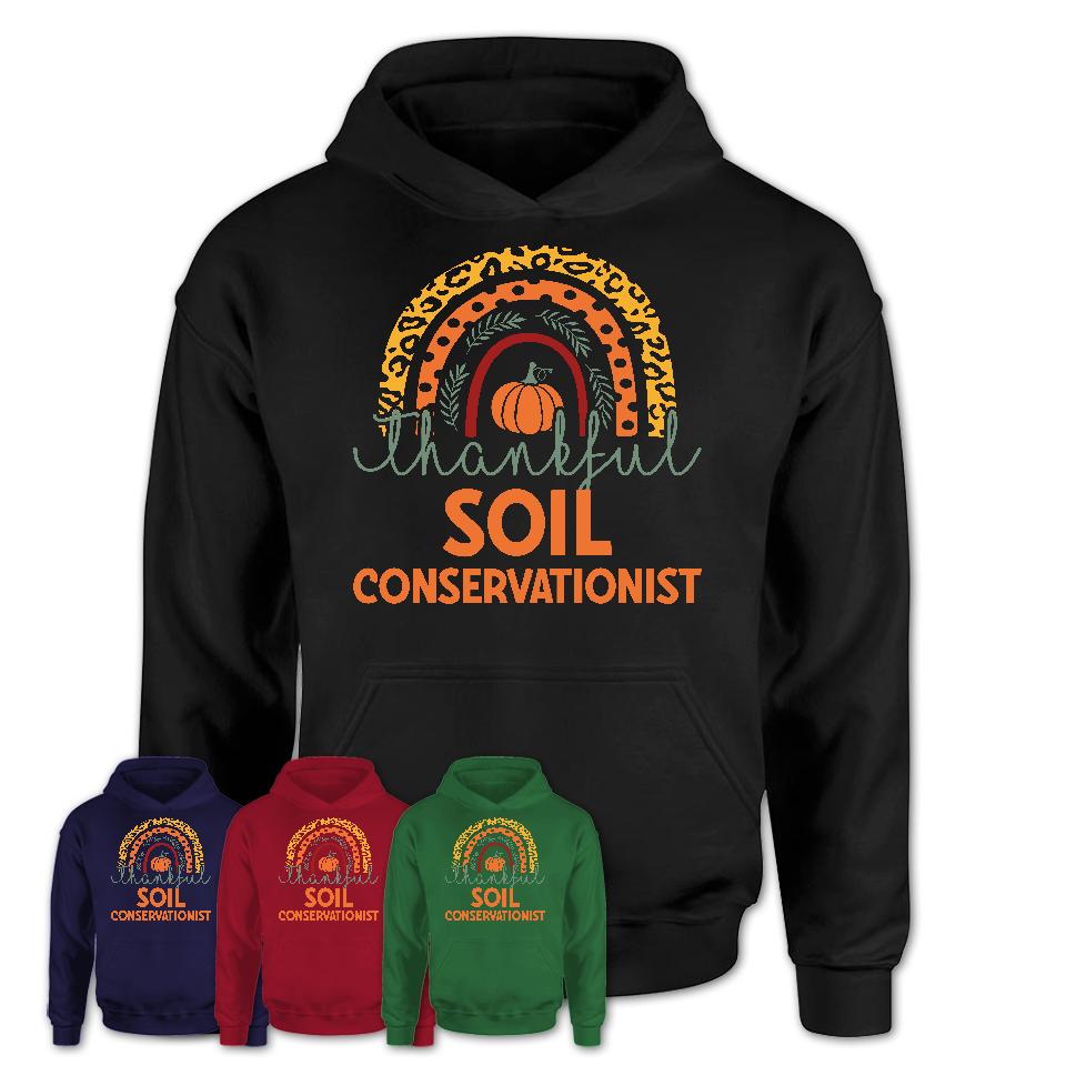 Thankful Soil Conservationist Shirt, Pumpkin Rainbow Sweater for Fall Lovers, Thanksgiving Gift for Soil Conservationist Women